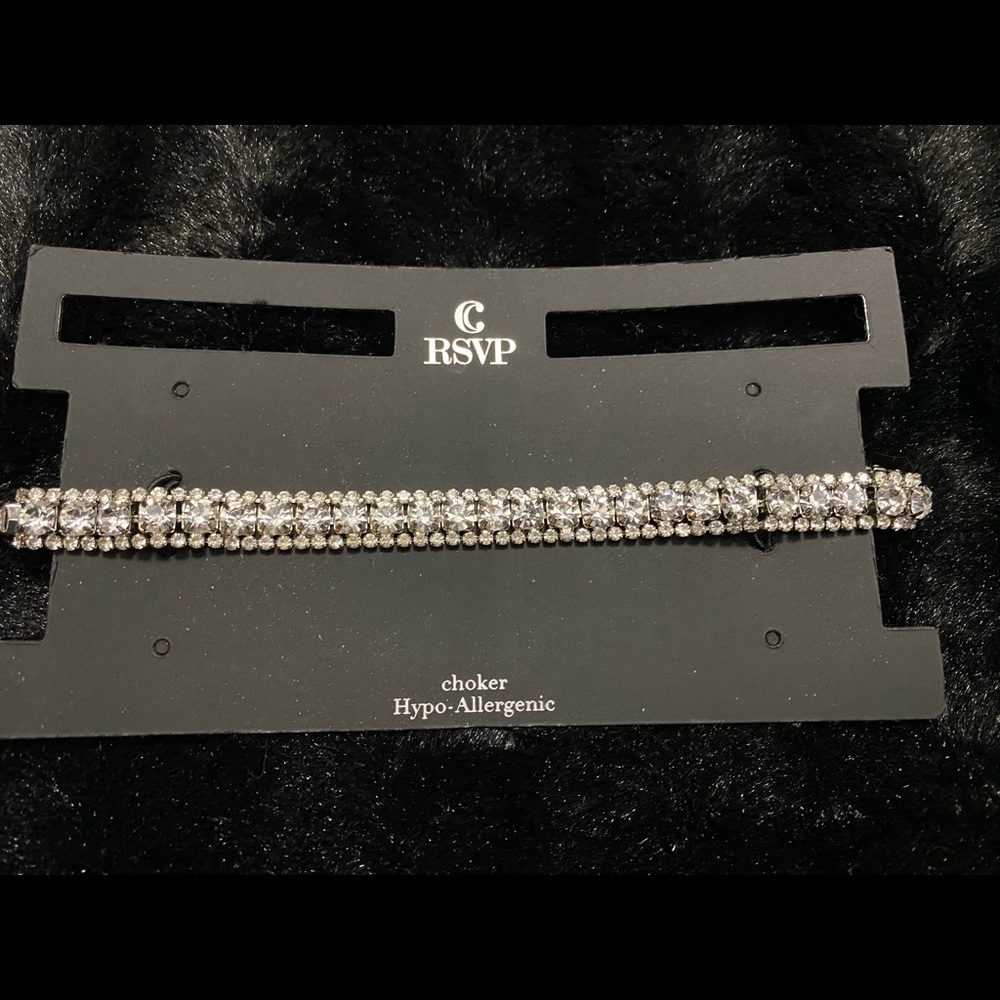 Silver Clear Bedazzled Choker